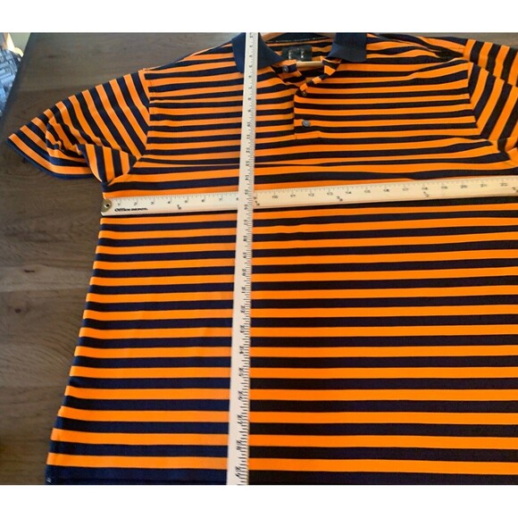 Footjoy Shirt Mens XL Golf Short Sleeve Polo Navy Orange Stripe Polo Rugby - Picture 7 of 8